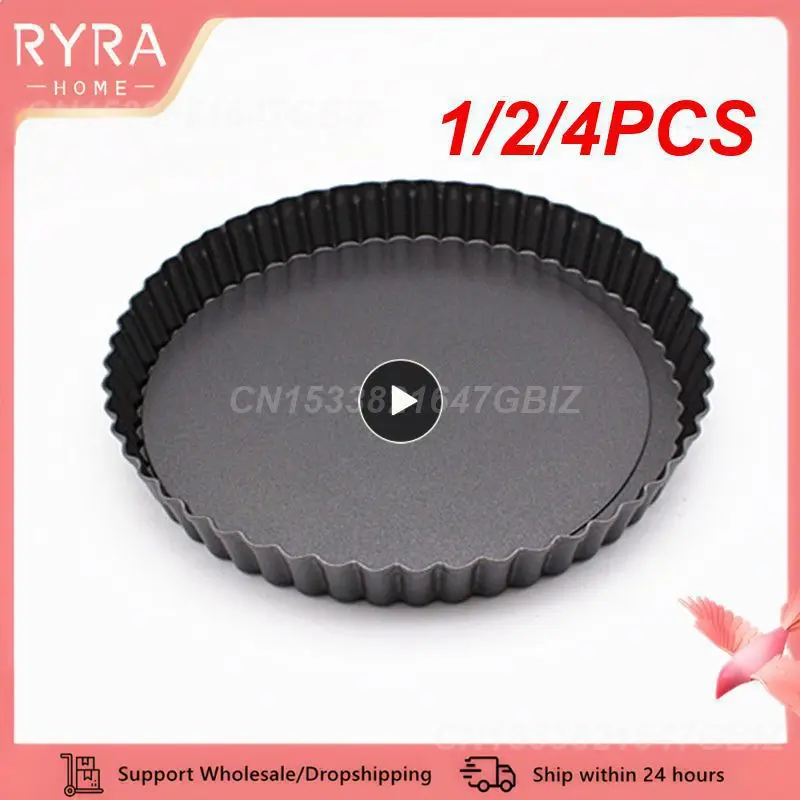 1/2/4PCS 8/10/12cm Mini Round Pie Muffin Cupcake Pans Non-Stick Tart Quiche Flan Pan Pie Pizza Cake Mold Removable Loose Bottom