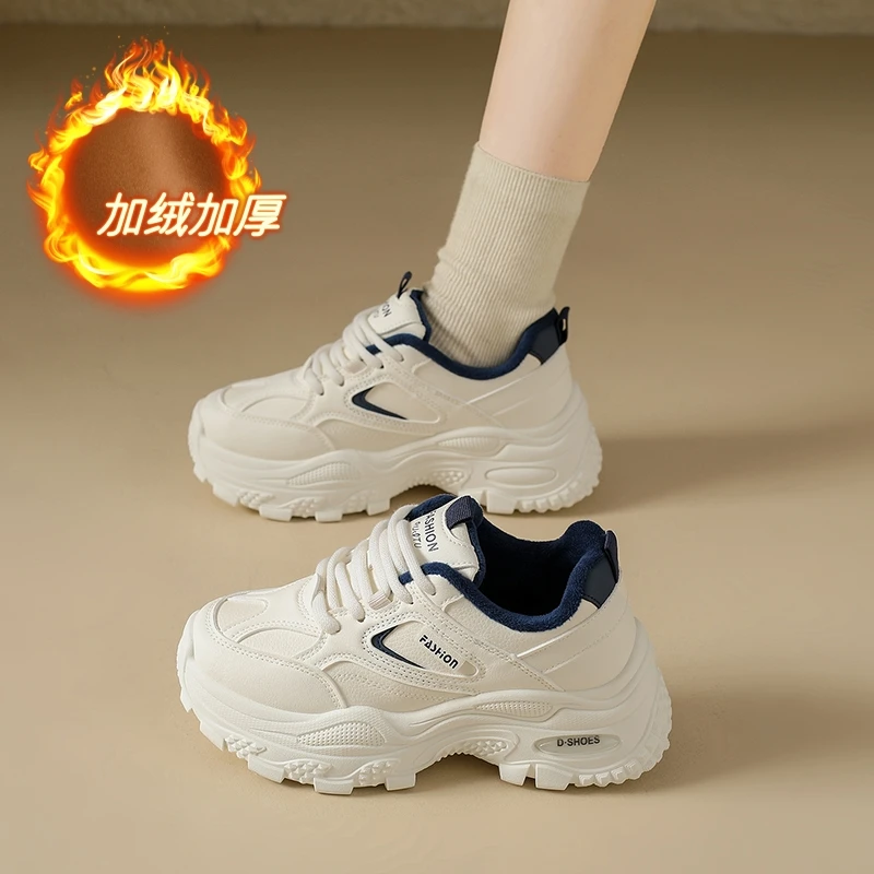 

CRLAYDK зимние женские кроссовки на массивной меховой подкладке, сохраняющая тепло обувь, женская утепленная противоскользящая обувь для прогулок на танкетке, теннис