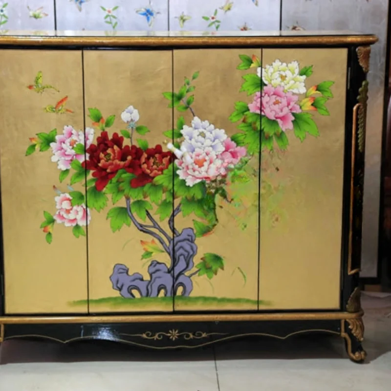 

Furniture gold foil hand-four-door hand-painted shoe cabinet porch cabinet locker