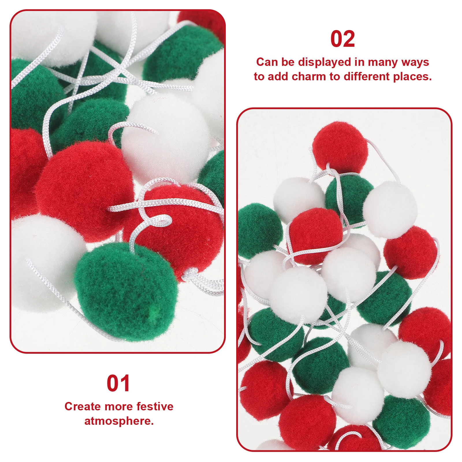 

Christmas Ball String Ornaments Colorful Garland Pom Decorations Decorative The Banner Creative Felt Balls Hairball