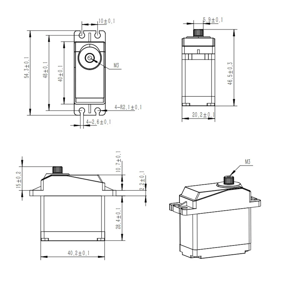 Servo numérique DS3218MG, 20KG, couple élevé, engrenage métallique à 180 degrés 4.8-7.4V pour modèle/Robot RC
