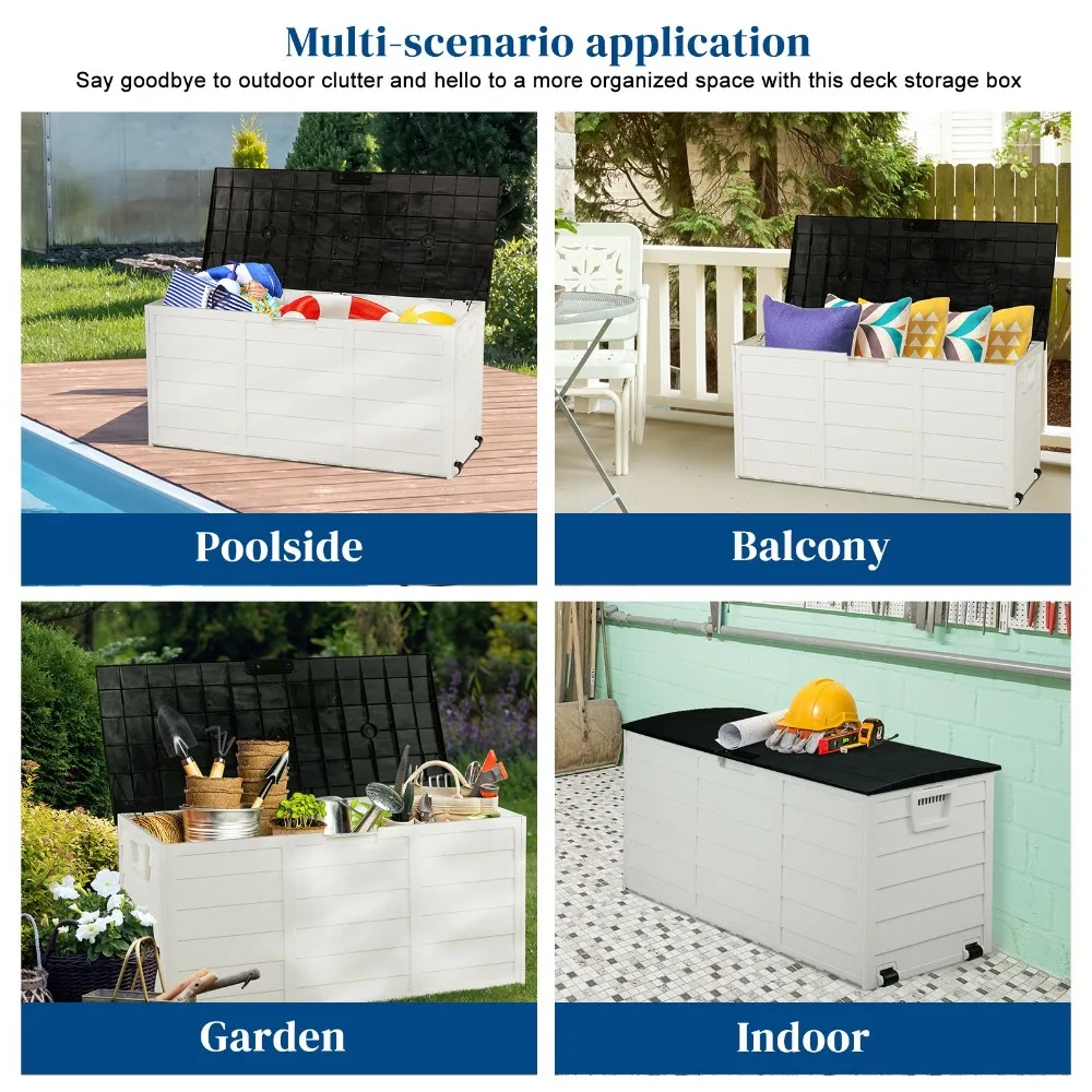 75gal 280L Outdoor Garden Plastic Storage Deck Box Chest Tools Cushions Toys Lockable Seat，Outdoor deck box: Lockable packaging delivery box, outdoor storage box view 5