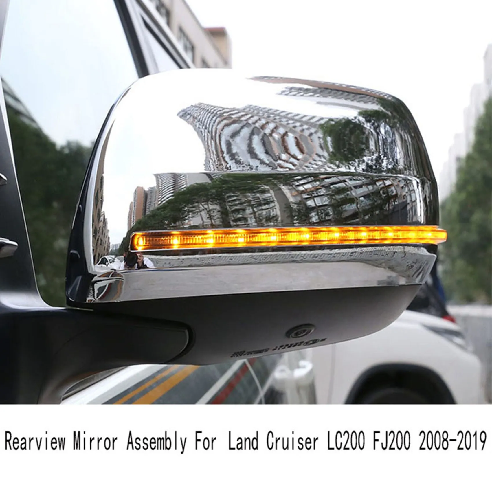 1Pair Chrome Flowing LED Side Rear-View Mirror Cover Mirror Assembly for Toyota Land Cruiser LC200 FJ200