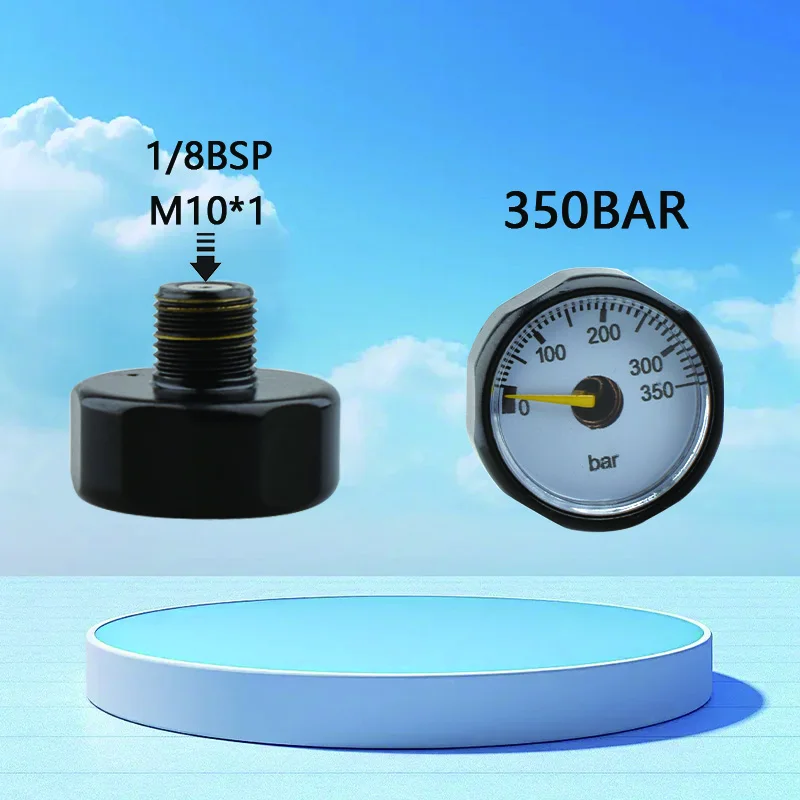 Mini 350BAR Pressure Gauge M10*1 1/8BSP 25MM Diameter Manometer HPA For Station Compressor Regulator CO2 Diving Fittings