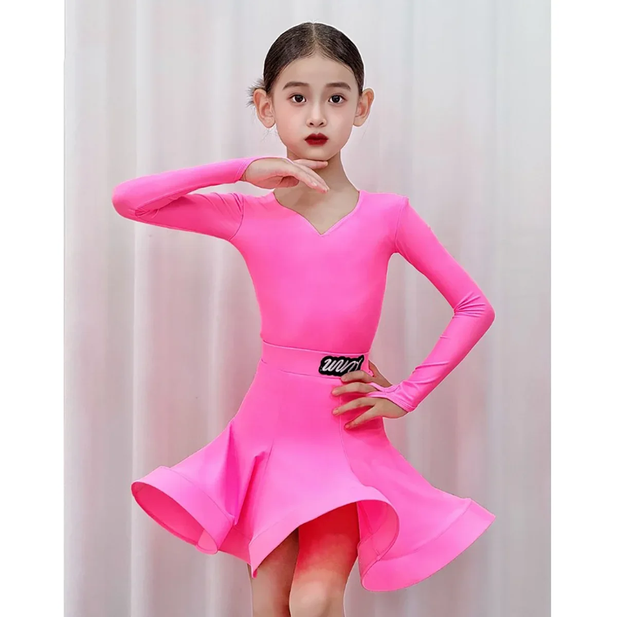 Long Sleeve Latin Dance Competition Dress Girls Professional Grade Examination National Standard Advanced Latin Rule Costume