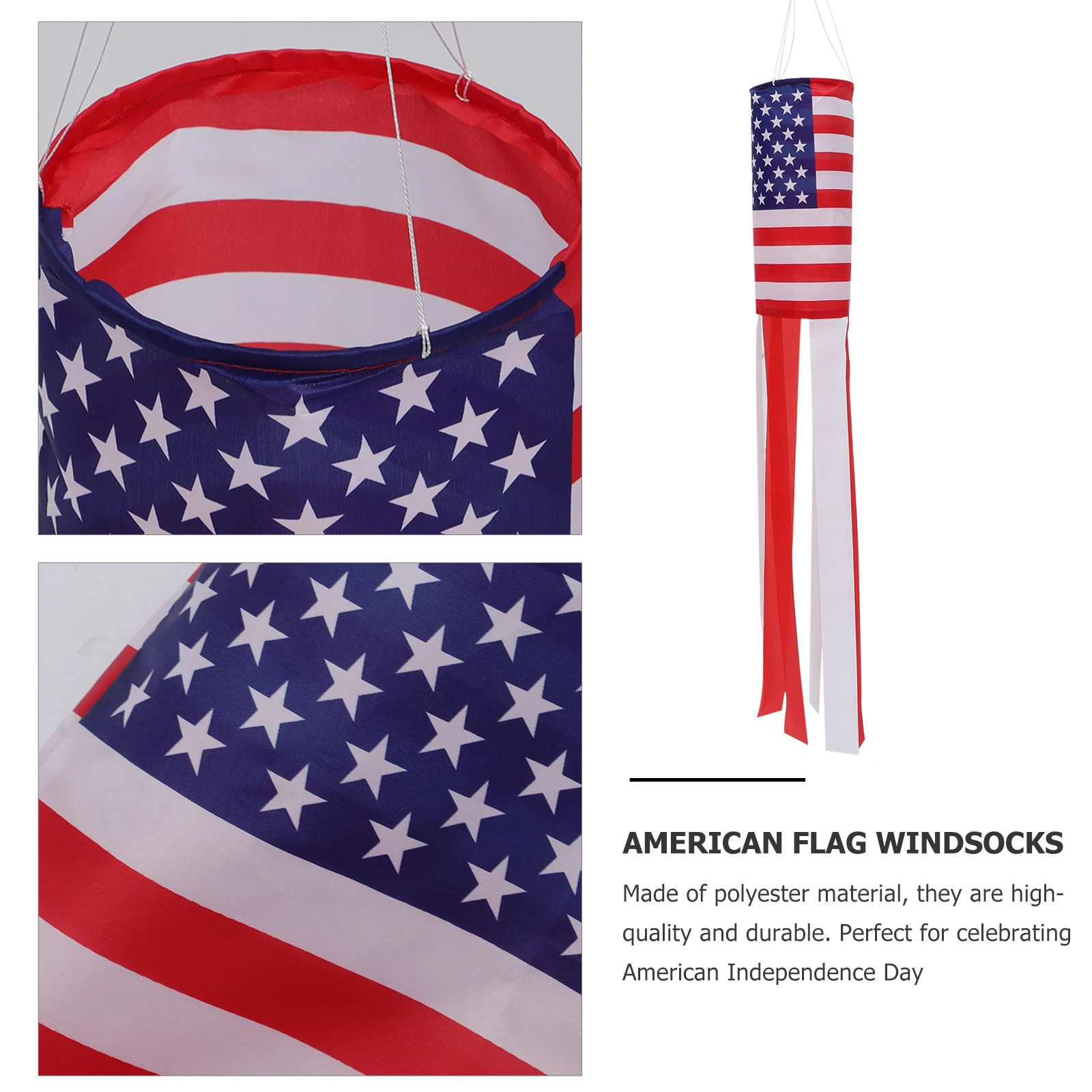 

2pcs Patriotic Windsocks American Flag Wind Direction Banner Festival Outdoor Decoration Hanging Stars Stripes Windsock 4Th July