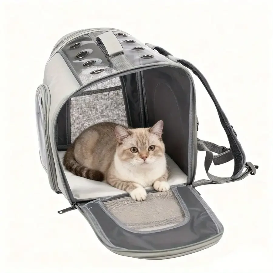 

Cat Backpack, Breathable Pet Backpack With Front Opening, Foldable Backpack Bag, Breathable Mesh Window, Dog Backpack For Hiking