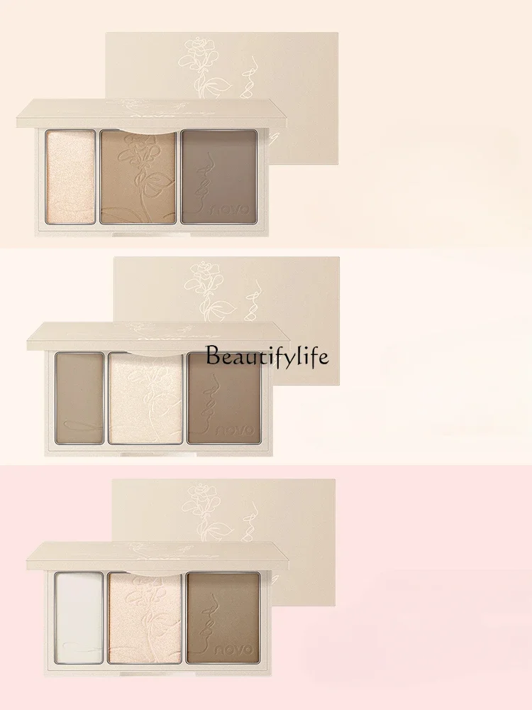 

Three-Color Highlight Contour Compact Glitter Face Brightening Matte Shadow Nose Shadow Three-in-One Makeup Palette