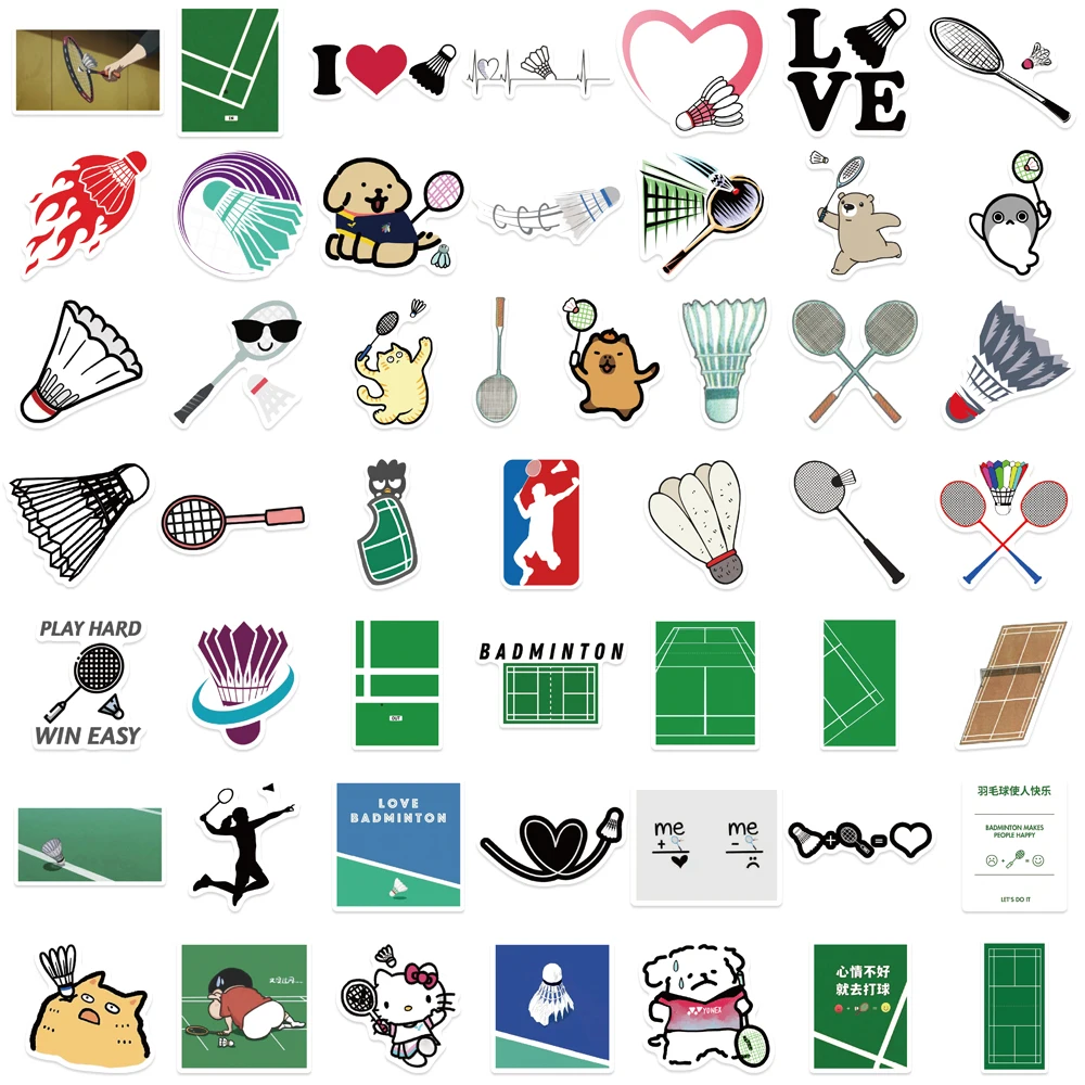 50pcs Cartoon Badminton Sports Personalized Creative Sticker Suitcase Computer Phone Skateboard Waterproof Wholesale Sticker