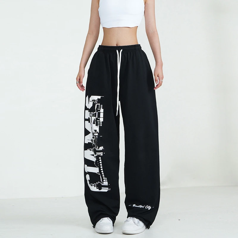Street Dance Hip-hop Sports Pants for Women Y2K Streetwear Long Trousers Summer New 2024 All-match Wide Leg Pants Women
