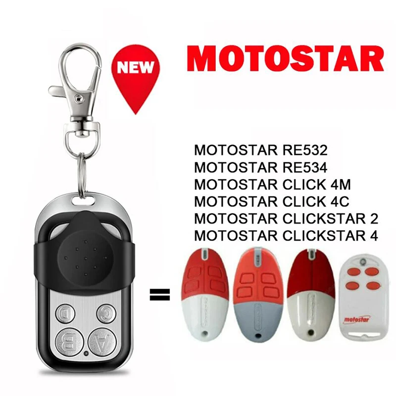 100% Clone MOTOSTAR RE532 RE534 CLICK 4M 4C CLICKSTAR 2 4 Garage Door Remote Control 433.92MHz Fixed Code Garage Door Opener