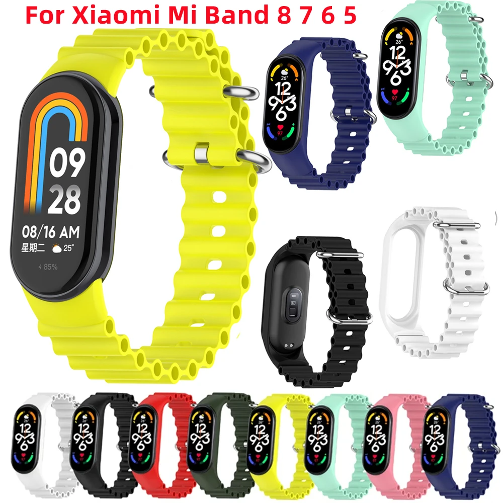 Strap For Xiaomi Mi Band 8 7 6 5 4 3 Smart Bracelet Sport Wrist Replacement Soft Silicone Ocean Strap For Mi band 5 7 8 Wristban