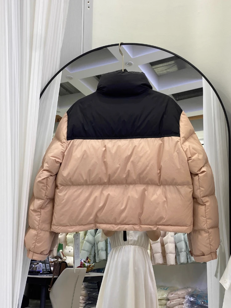 Doudoune d'hiver américaine pour femme, parka courte décontractée, col montant coréen, chaud et épais, manteau bouffant en canard blanc, vêtements d'extérieur, nouvelle collection 2025