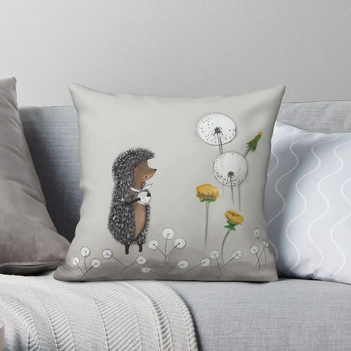 Hedgehog In The Fog Square Pillowcase Polyester Linen Velvet Pattern Zip Decorative Sofa Seater Cushion Case 45x45