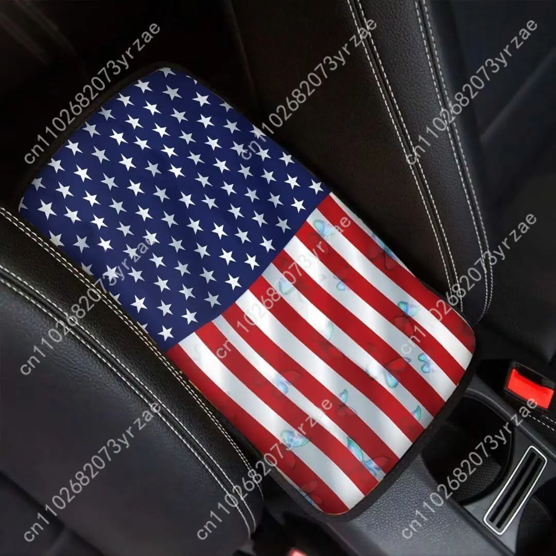 

American Flag Universal Car Armrest Cushion High Quality Non-Slip Car Armrest Cover Elastic Straps Car Interior Accessories