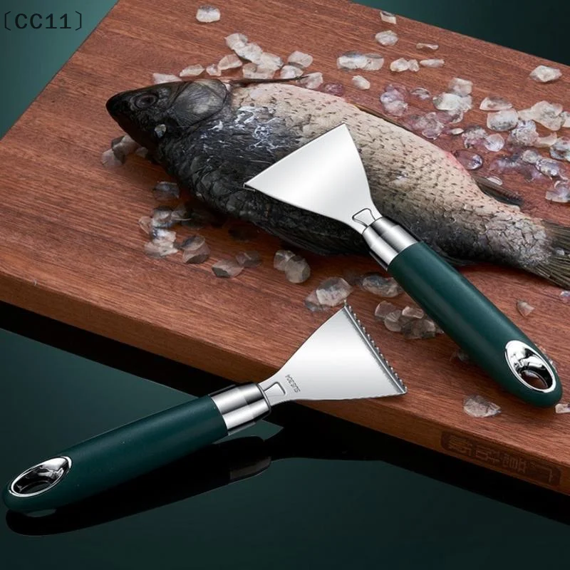 〔CC11〕Fish Skin Peeler Stainless Steel Fish Scale Scraper Non-Slip ABS Handle Portable Kitchen Access Serrated Skin Scraping