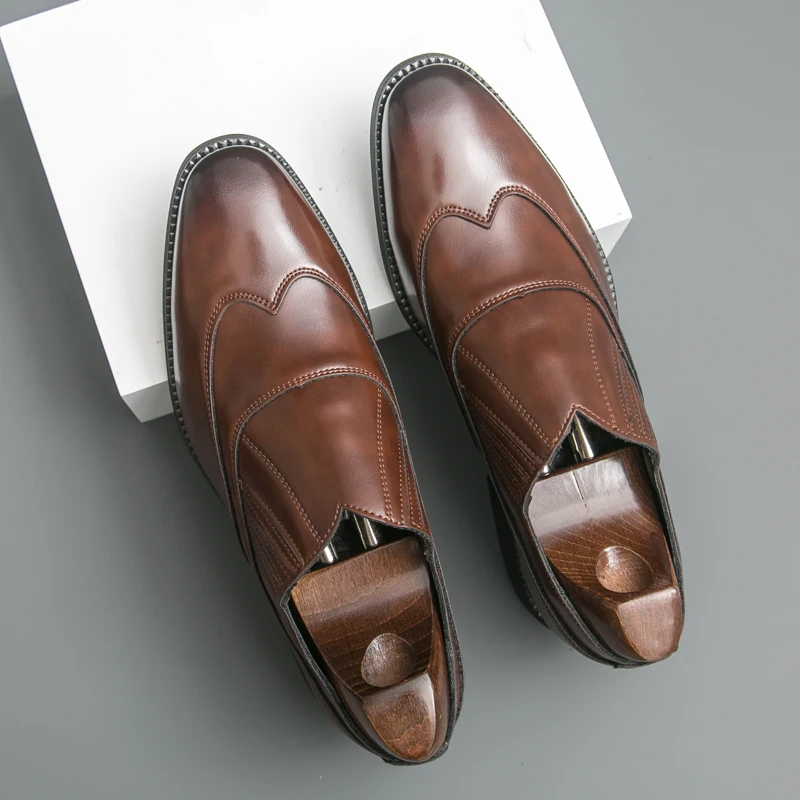 

Men Loafers PU Comfortable Low Heel Professional Classic Business Men Shoes Size 38-46