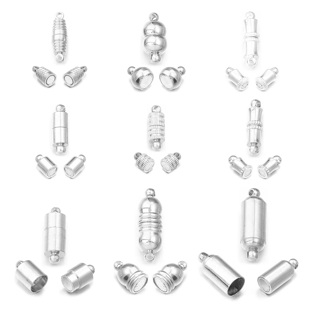 5 unids/lote de cierres magnéticos fuertes, conectores de cierre de extremo magnético chapados en cobre para fabricación de joyería, collar de pulseras de cordón de cuero DIY