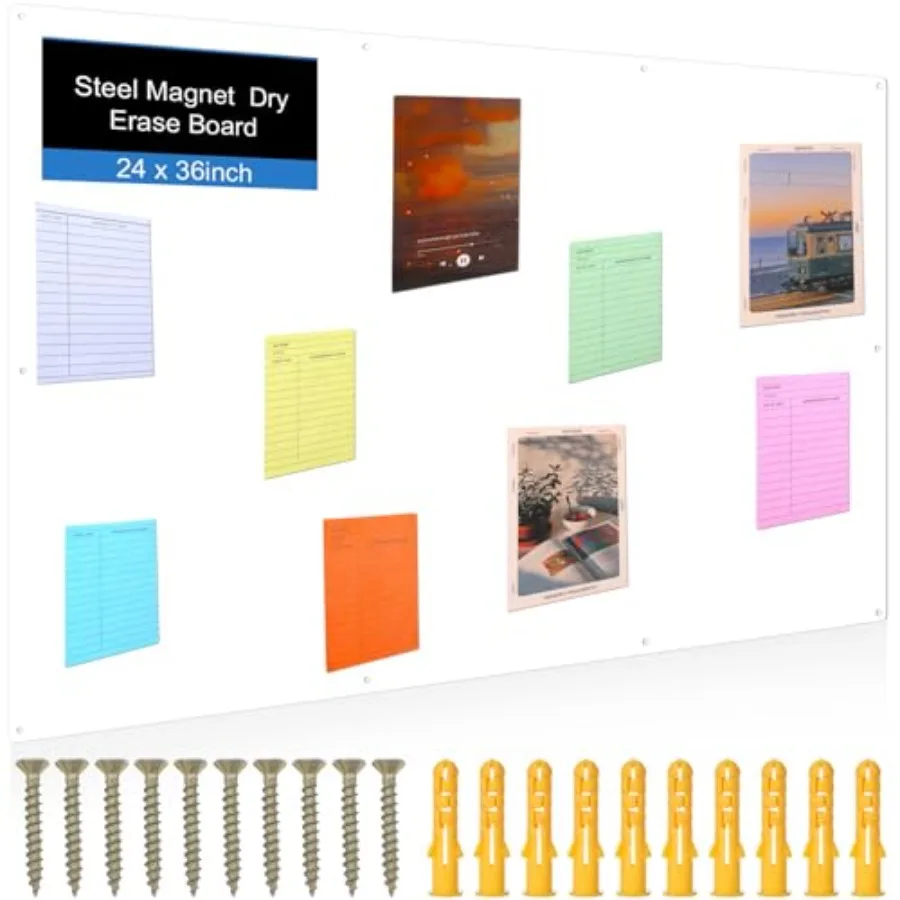 

Magnetic Board Steel Magnet Bulletin Boards for Walls to Display Magnetic Notes Photos for Home Office Classroom Pre Drilled wi