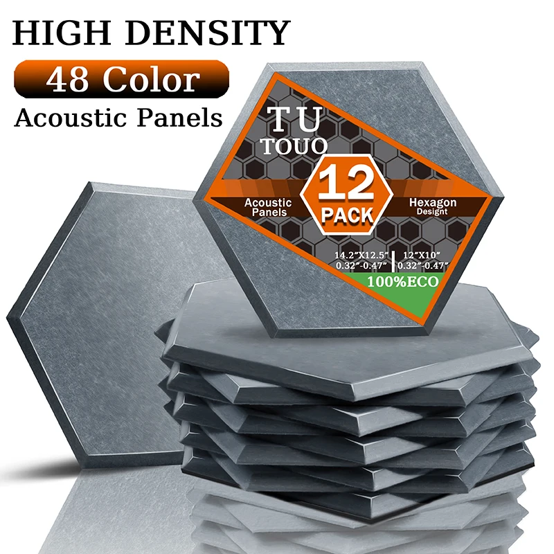 TOUO Acoustic Panel High Density Sound Absorbing Material 12 Pcs Acoustic Insulation Panels Studio Bedroom Acoustic Treatment