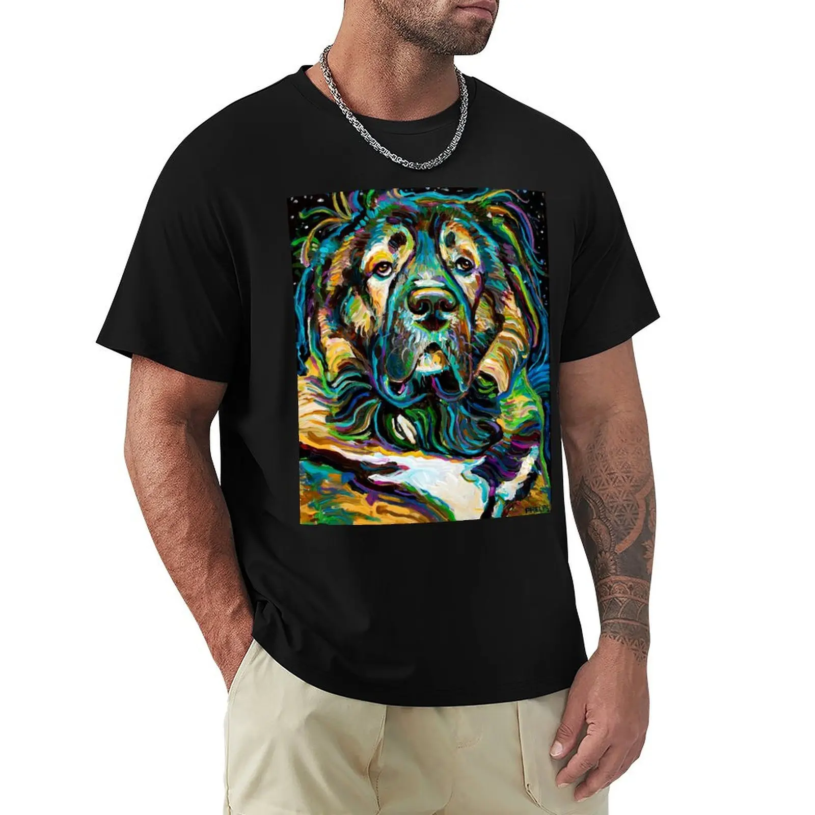 Psychedelic Caucasian Shepherd Dog by Robert Phelps T-Shirt animal prinfor boys shirts graphic tees mens designer t shirt