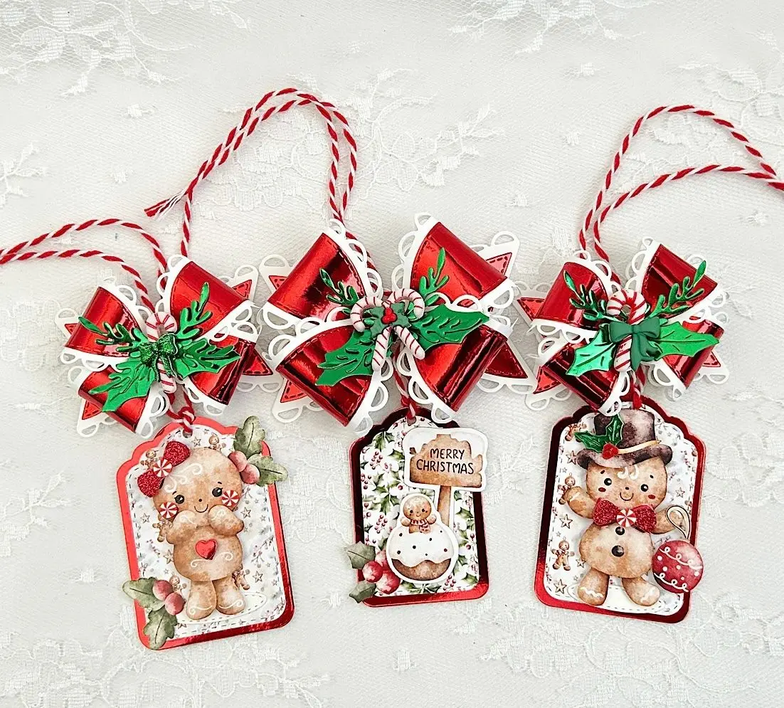 Ginger Tree Double Bow Treat Box Metal Cutting Dies Clear Stamps for DIY Making Card Scrapbook Craft Decoration Christmas 2025