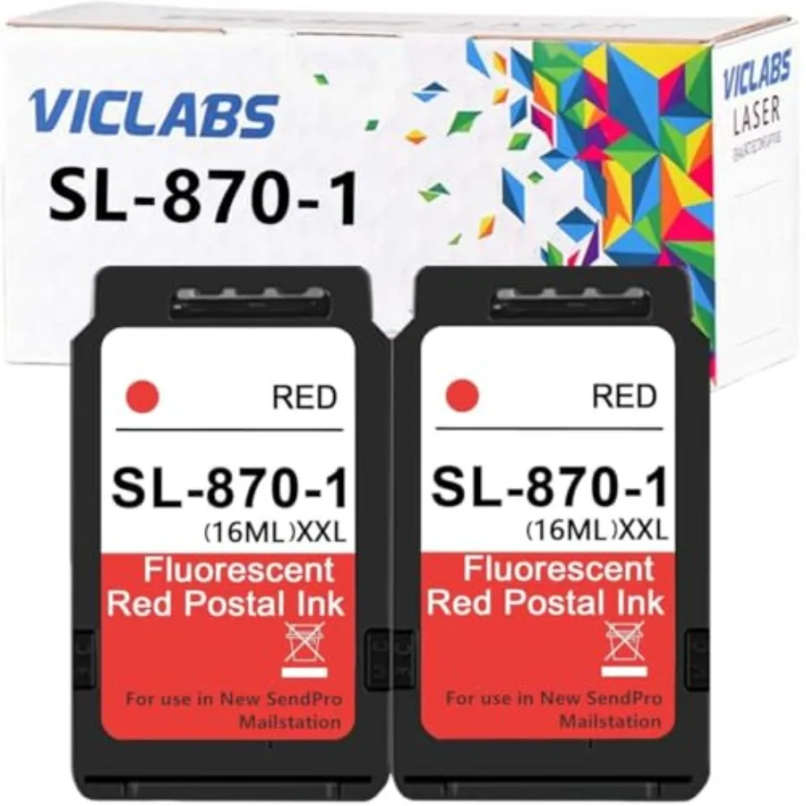 

Комплект из 2 картриджей SL-870-1 XXL с флуоресцентными красными чернилами, замена для картриджей Pitney Bowes SL870-1 с красными чернилами, для использования в New SendPr.