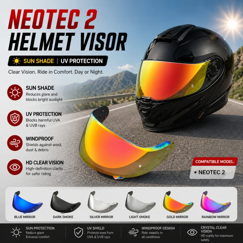 

Neotec 2 Helmet Visor for CNS-3, HD Clear Lens, UV Protection Sunshade, Windproof Dustproof Riding Shield