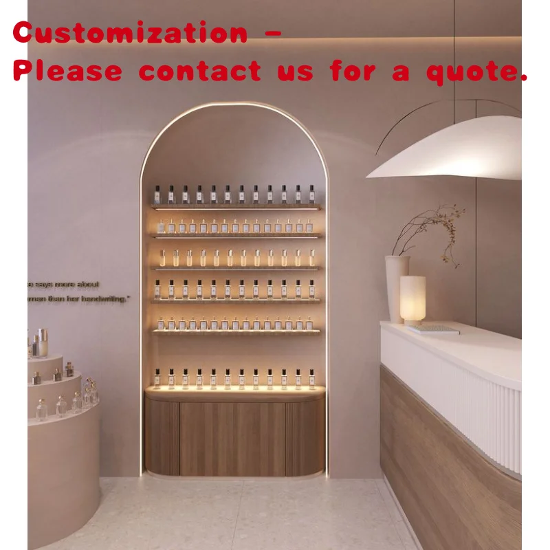 

custom.High-End Luxury Makeup Beauty Shop Display Cabinet Furniture Iron Perfume Display Shelves LED Light Retail Store Shopping