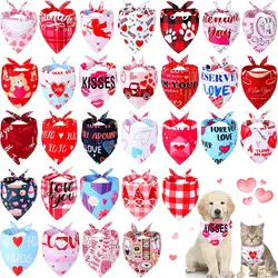 30pcs/ Pack Valentine's Day Dog Bandanas Heart Floral Triangle Bibs Scarf Neckerchief Scarf Bandana For Dogs Cats Pet