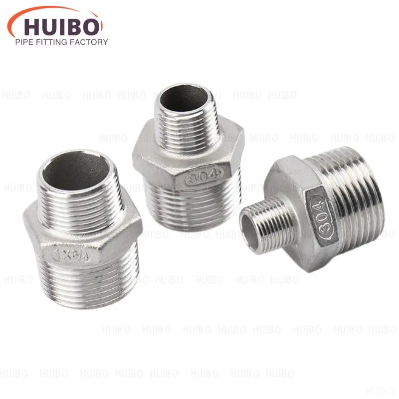 Reducing dia  DN8 ~ DN40 Male Thread Hex Nipple Union 304 Stainless Steel Pipe Fitting Connector Coupler water oil air Adapter