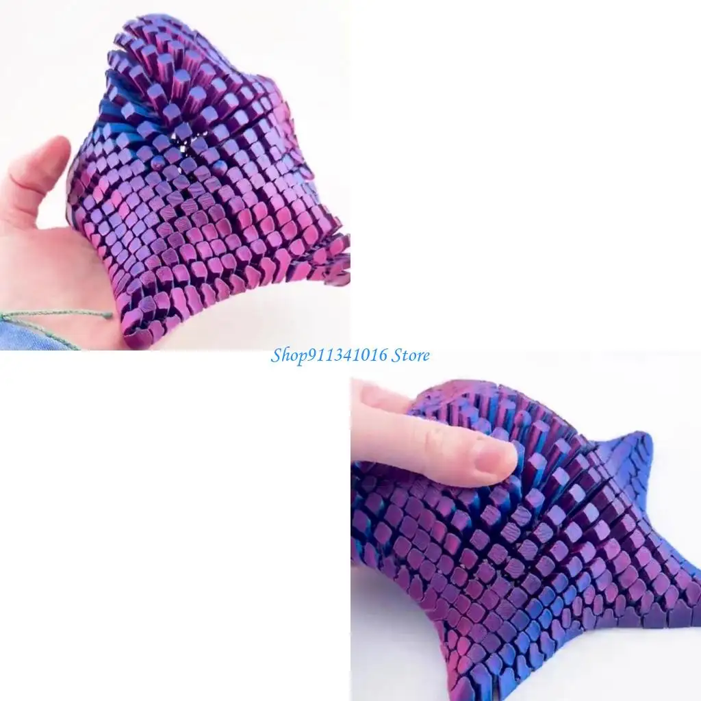Printed Starfishs,Flexible Joint Articulated Starfishs Fidgety Toy Realistic Starfishs Statue Desktop Pet Decors Gift