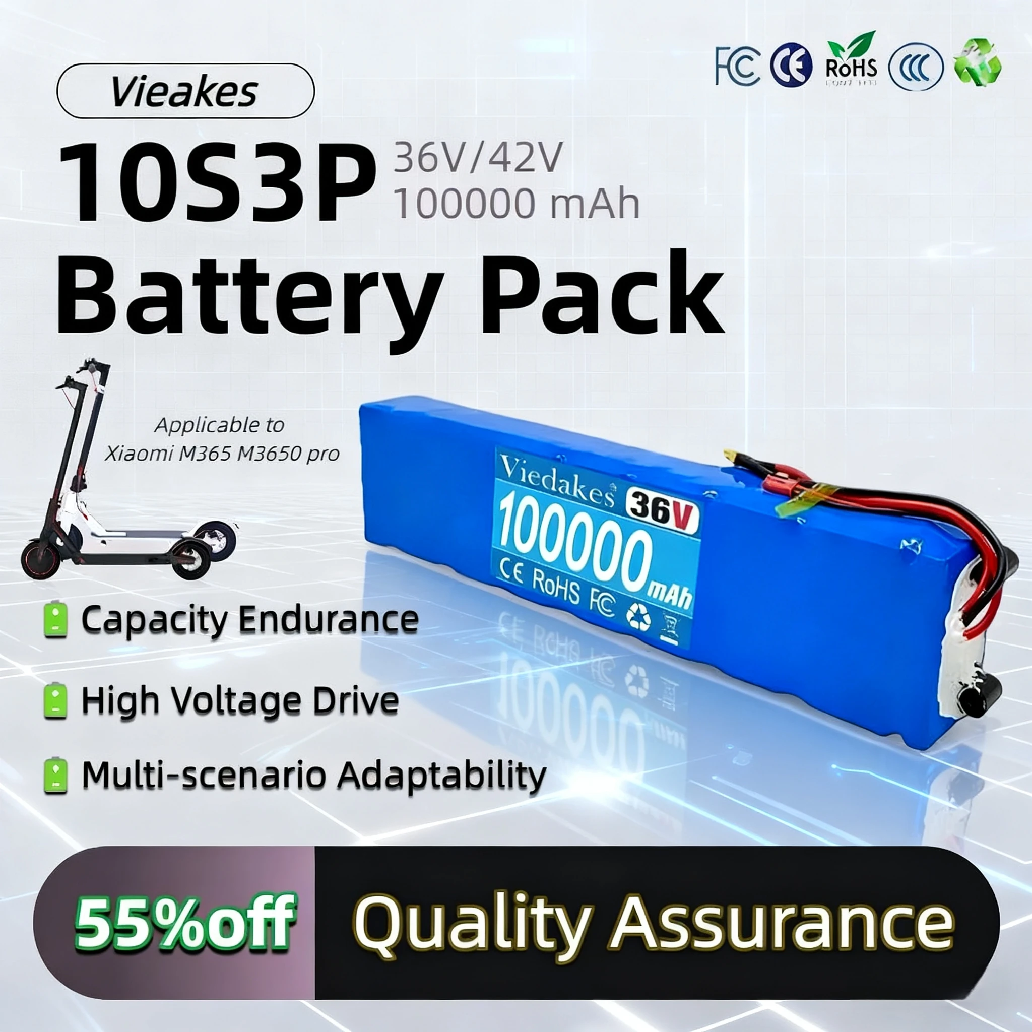 

10S3P 36V 10500mAh 36V lithium battery pack 18650 lithiumbattery suitable for Xiaomi M365 electric scooter battery+42V charger