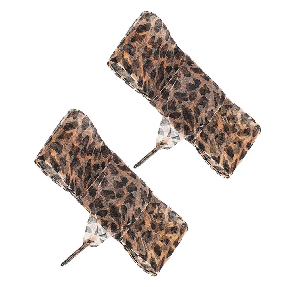 ริบบิ้นผ้าพันคอพิมพ์สัตว์ Shoelaces 4 ซม.กว้าง 110 ซม.ยาวเสือดาว Boot Laces รองเท้าแฟชั่น Lace Up รองเท้า