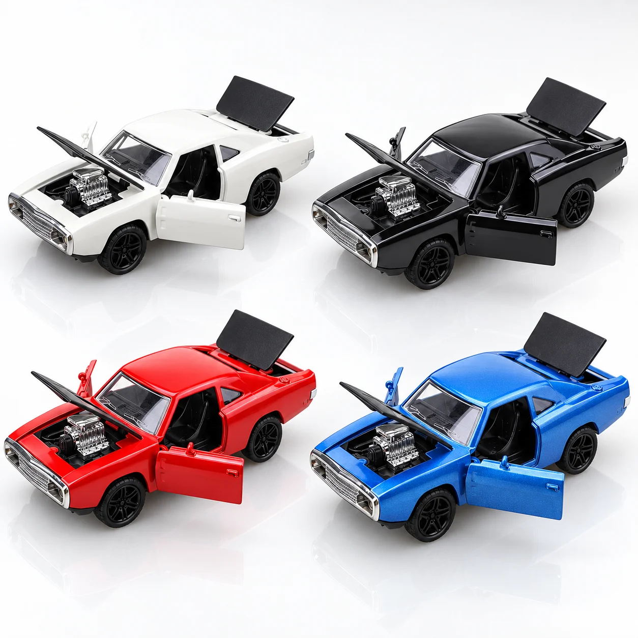 (Corrugated box) 1/36 scale, Vintage Muscle Coupe style toy car, powerful recoil, metal casting, boy's toy, the best gift.
