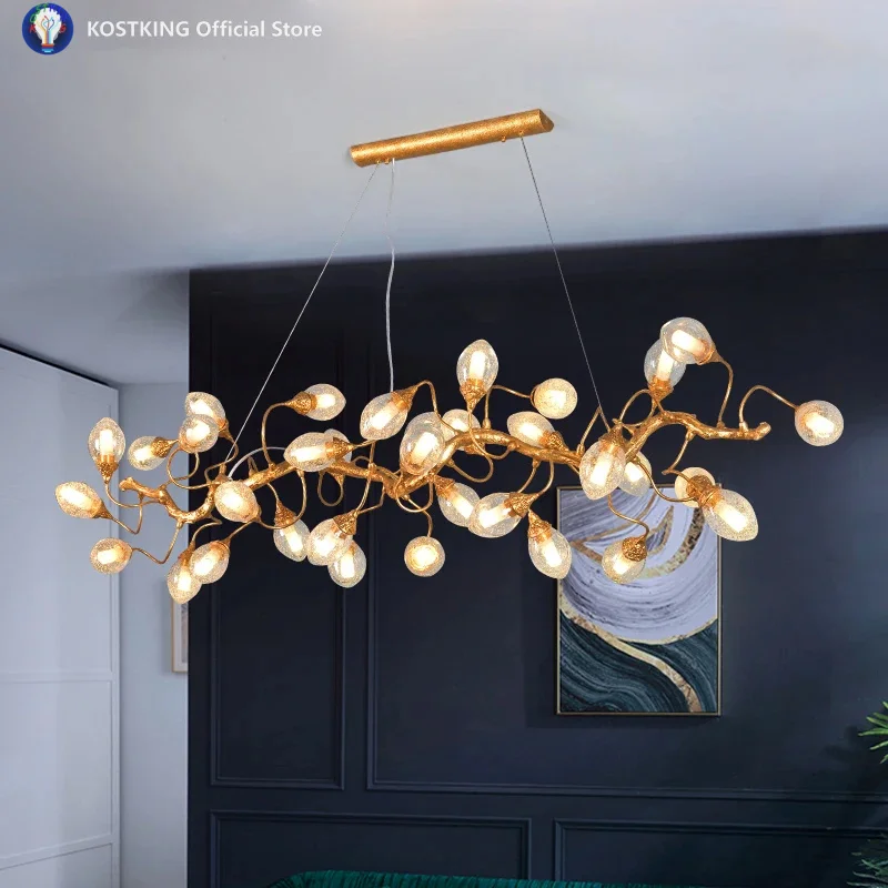Modern Brass Chandelier With Fruit-Shaped Crystal Balls, Suitable For Living Room And Dining Room Decorative Lighting