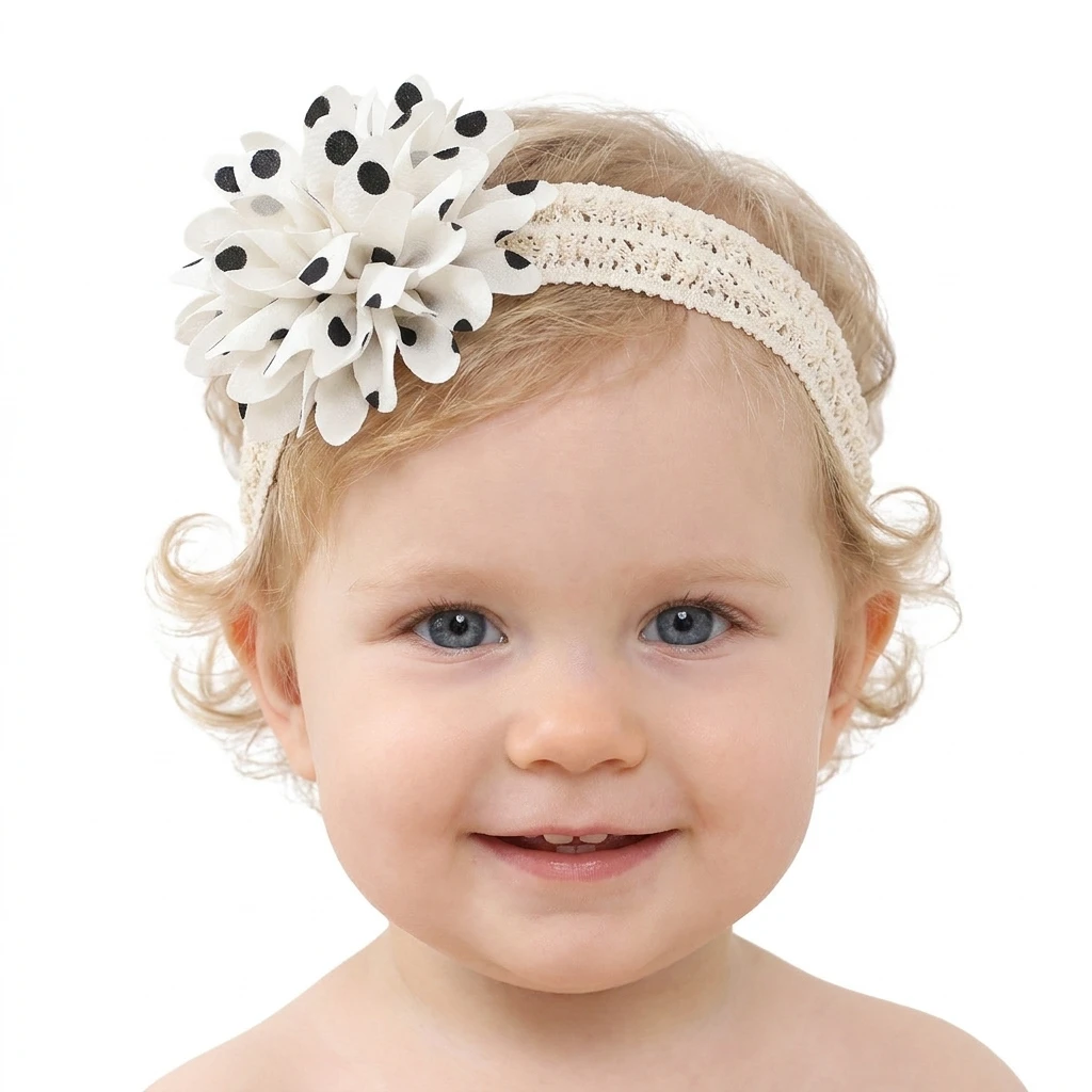 New Baby Lace Elastic Headband Cute Polka Dot Flower Infant Headband Children's Hair Accessories