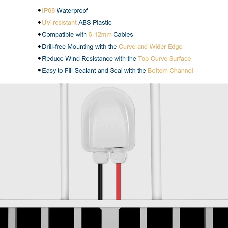Paquete de 2 glándulas de entrada de cable solar impermeables IP68, carcasa de entrada de cable doble resistente a la intemperie para paneles solares de RV