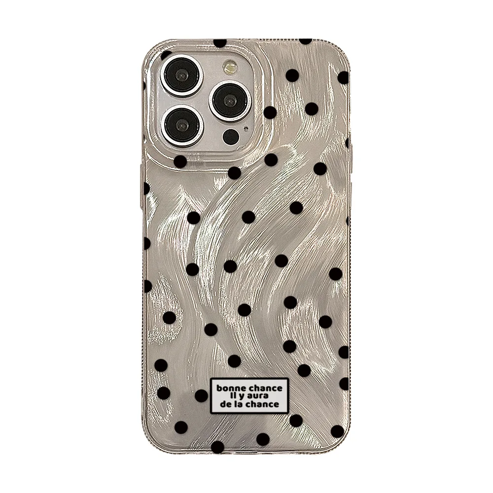 Black Dot Bow Hanging Decoration for Iphone16 Pro Max Series Mobile Phone Case Hard Shell PC Material Mobile Phone Bag