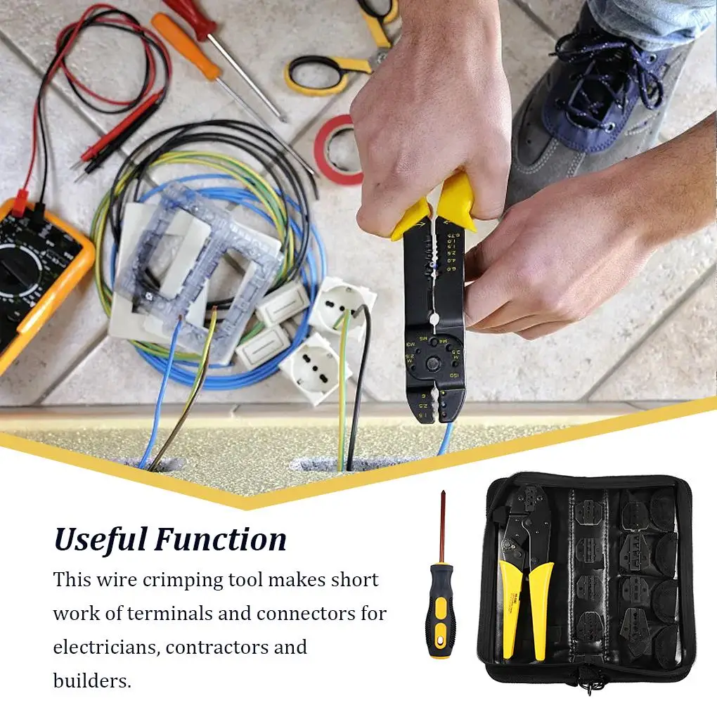 

Обжимной инструмент, многофункциональные Обжимные Щипцы, инструмент для зажима кабеля для наконечников проводов, открытый цилиндр, изолированные и PV Коннекторы