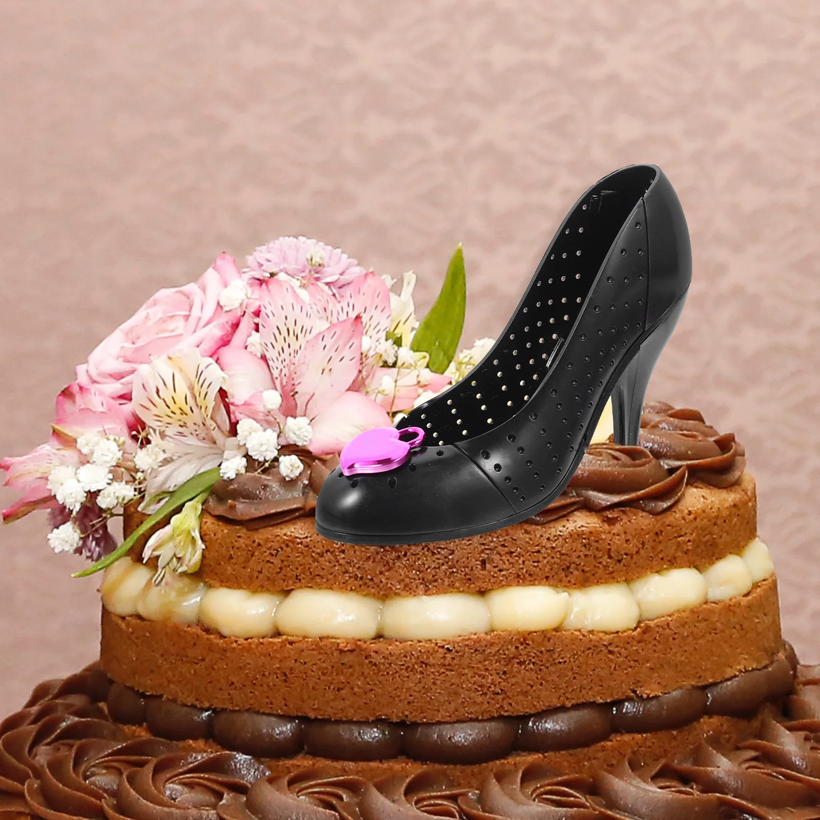 

2Pcs High Cake Decoration Black Shoe naments for Birthday Party Wedding Cake Diy Decoration Baby Shower Cupcake Baking