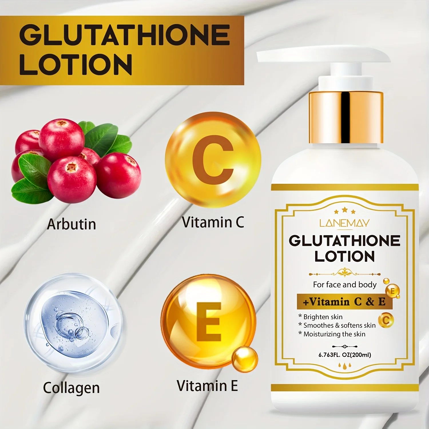 

Лосьон Glutathione с витамином C&E — осветляющий, увлажняющий, увлажняющий крем для лица и тела для сухих, грубых, потрескавшихся светло-бежевых