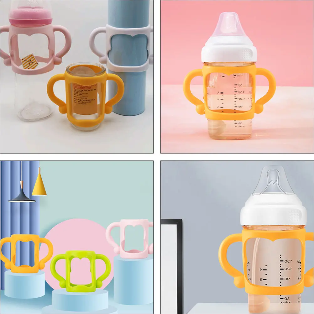 Silicone Baby Bottle Handles 2 Pack Non Slip Universal Grip Holder Easy Install Infant Feeding Accessory