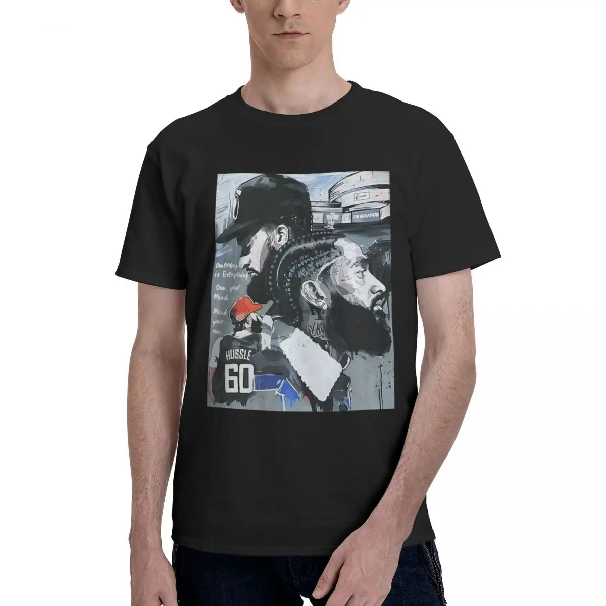 

NIPSEY- HUSSLE 100% Cotton Casual Breathable Confortable Clothes Men's T-Shirts Tshirts Men