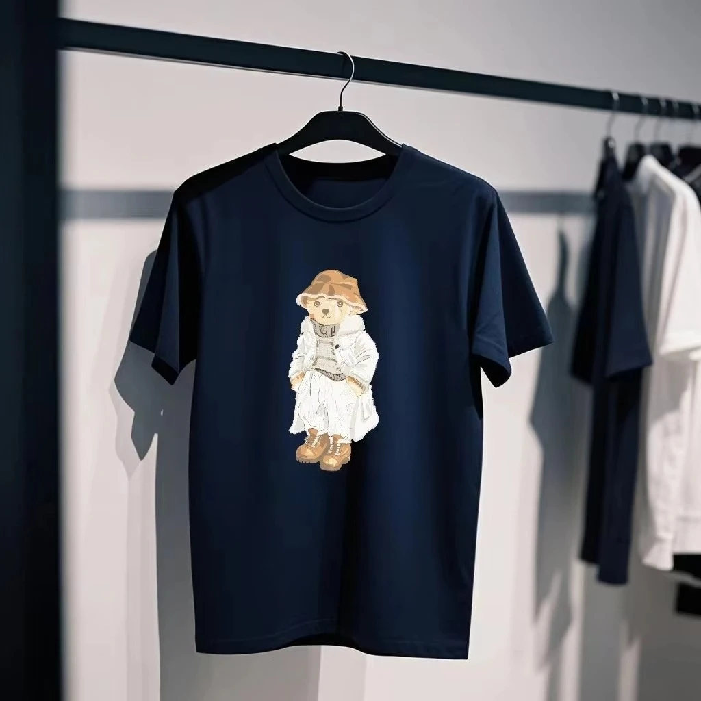 

Лето 2029, хлопковая футболка America Entre Luxe, брендовая мужская и женская футболка-поло большого размера с принтом медведя, футболка унисекс с короткими рукавами