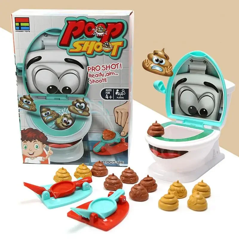 1 Set Poop Shooter Toy Funny Toilet Toy Family Party Relaxation Parent Child Interactive Game Tabletop PK Creative Catapult Game