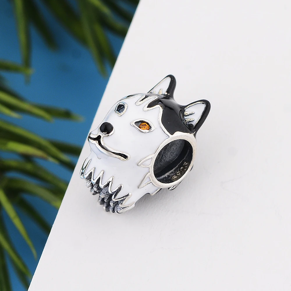 Fit Original Charm Bracelet 925 Sterling Silver Heterochromia Husky Dog With Zirconia Eye Bead For Making Women Berloque 2021