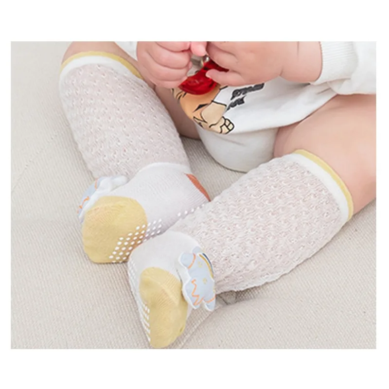 2pcs Summer Long Tube Baby Socks Anti Slip Mosquito Class A Boneless Mesh Newborn Infant Stockings Thin Pure Cotton Breathable