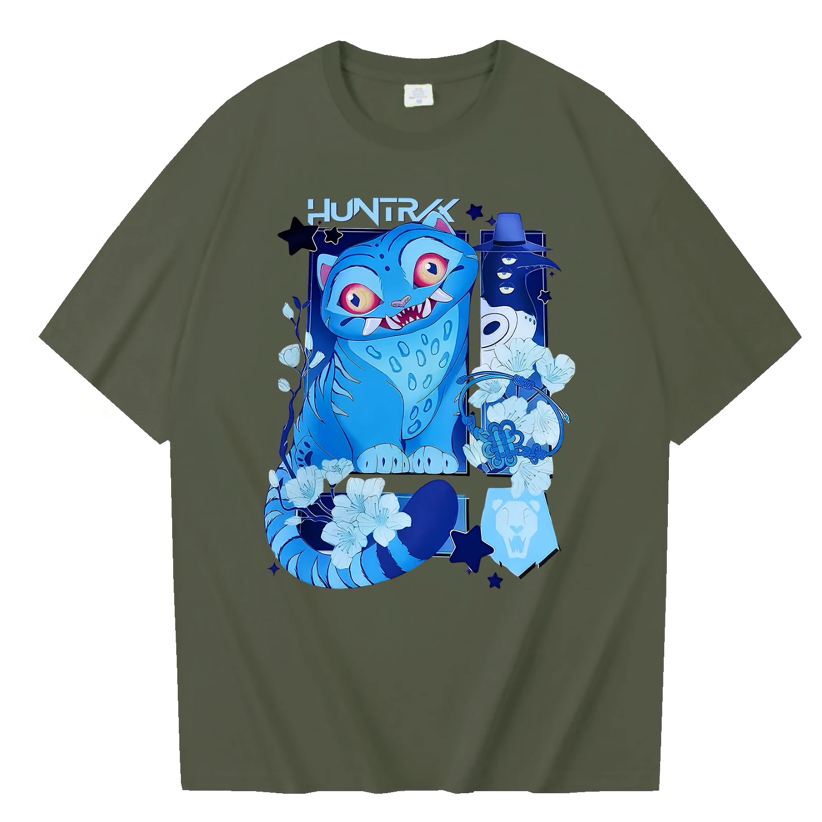 KPop شيطان الصيادين ديربي النمر 2025 فيلم جديد Harajuku س الرقبة قميص غير رسمي هدية قصيرة الأكمام بلايز النساء الملابس Y2K