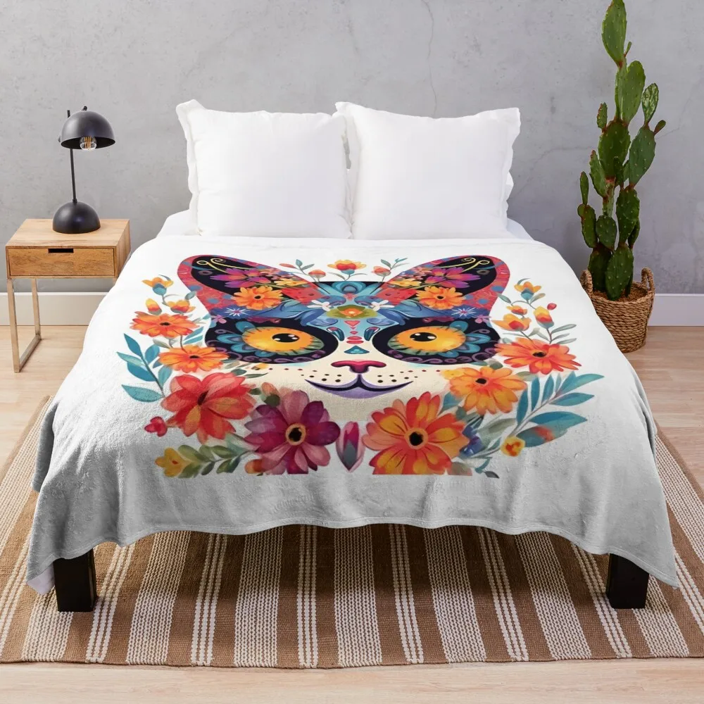 

Professional drawing of a cute cat and wonderful roses Throw Blanket Luxury Throw Extra Large Throw Blankets